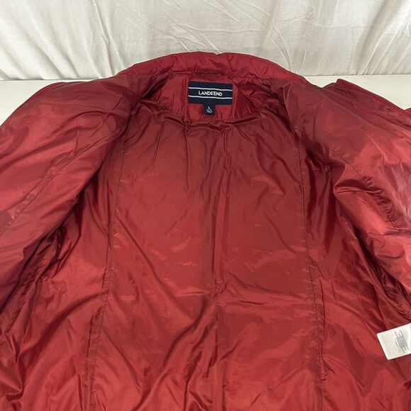 Lands' End Red Quilted Puffer Jacket Coat Women’s Size Large Primaloft Full Zip - Picture 8 of 8